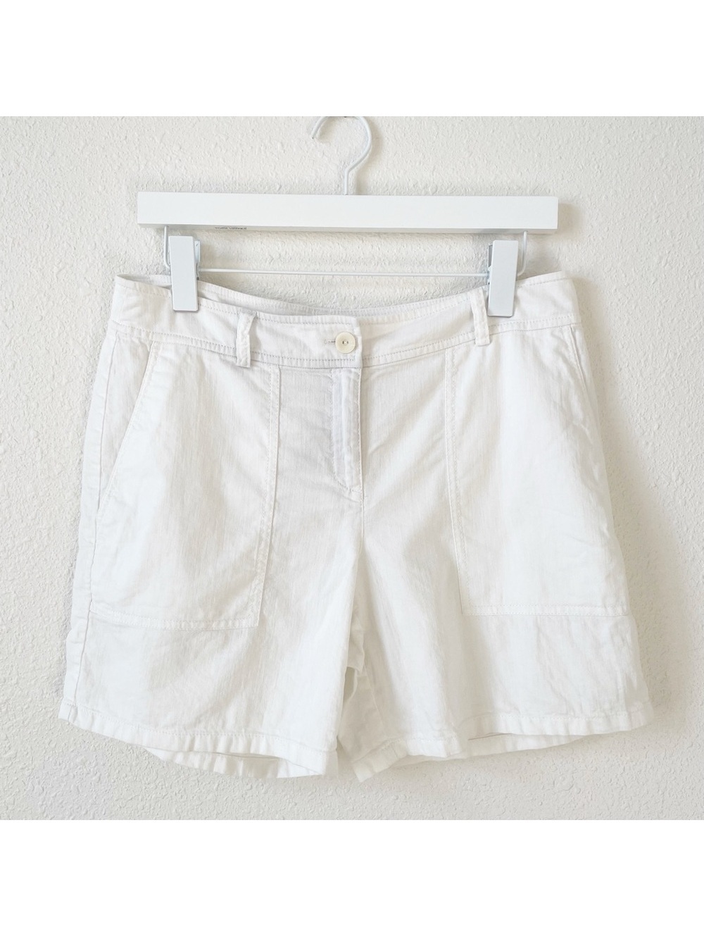 Eileen Fisher 100% Organic Cotton Shorts Off White Size 8 Petite Neutral Coastal